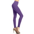 thumbnail image 2 of Women's Solid Color Basic Soft Comfy Elastic Waistband High Waist Leggings, 2 of 4