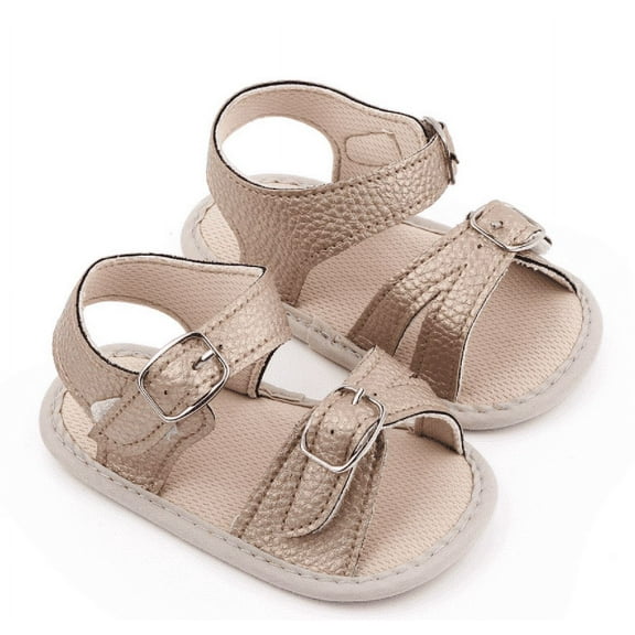 Laurenza's Baby Girls Summer Leather Gold Buckle Sandals Size 1 0-6M