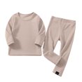thumbnail image 3 of Fancifize Girls Boys Ribbed Lounge Sets Casual Long Sleeve Shirts Straight Leg Pants 2 Piece Loungewear Outfits, 3 of 6