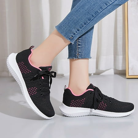 

HIBRO Women Outdoor Mesh Lace-Up Sports Shoes Runing Breathable Shoes Sneakers