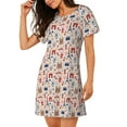 thumbnail image 2 of Naloa Paris Print Women Nightgowns,Womens Loungewear,Short Sleeve Sleepwear,Comfy Ladies Nightdress, 2 of 6