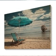 thumbnail image 2 of Designart "Chair Monochrome Blue Beach art painting II" Nautical & Beach Print on Natural Pine Wood, 2 of 5