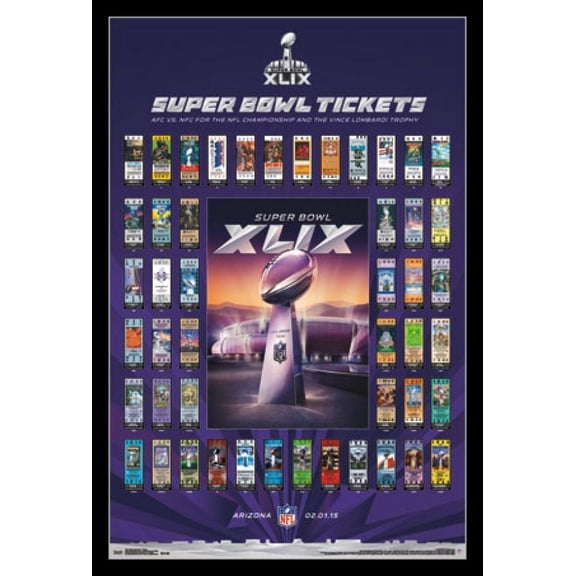 Super Bowl XLIX - Tickets Laminated & Framed Poster Print (22 x 34)