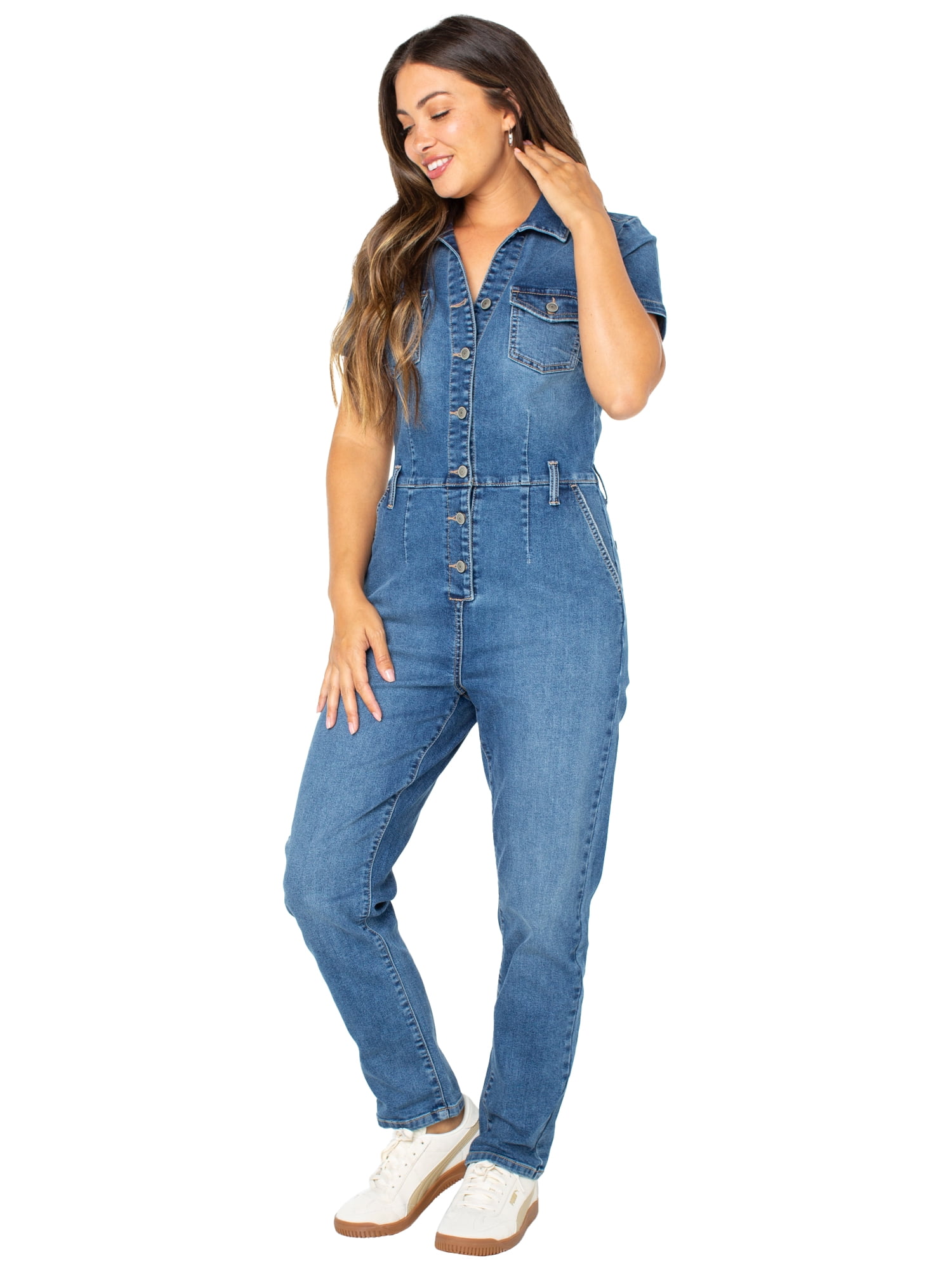 Celebrity Pink Slim Fit Short Sleeve Boilersuit, Juniors