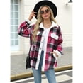 thumbnail image 4 of Chaqueta de Franela A Cuadros con Botones, Estilo Casual, Larga, con Bolsillos, Ideal para Otoño. Rojo L, 4 of 8