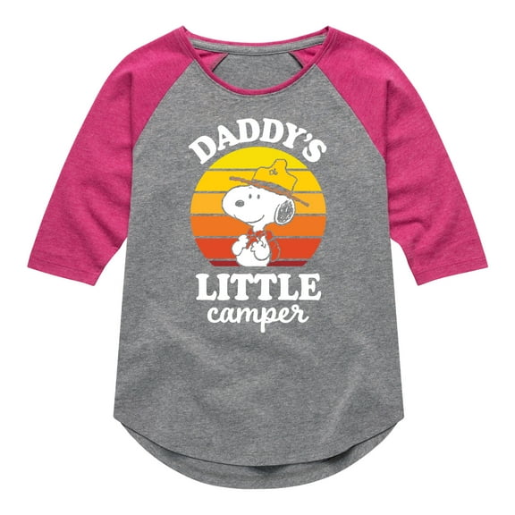 Peanuts - Daddy's Little Camper - Toddler And Youth Girls Raglan Graphic T-Shirt