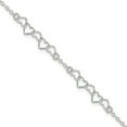 thumbnail image 4 of 925 Sterling Silver Polished Fancy Heart Link Chain Anklet Valentine Day Gift for Women 9", 4 of 7