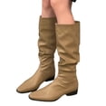 thumbnail image 3 of Povozer Wide Calf Slouch Boot Tall Knee High Women's Winter Shoes(Khaki,8), 3 of 6