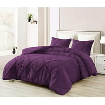DNG Creations 3 Piece Diamond Ruffle Comforter 100% Egyptian Cotton, 800TC - Solid Plum Colour - Super Soft 550 GSM All Season ( Oversized Queen - Size )