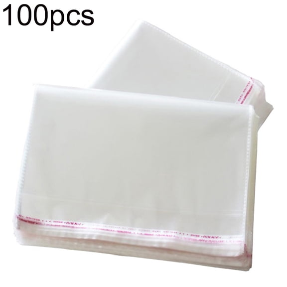 100ct Large Resealable Cellophane Bags | Clear Self-Sealing Plastic Gift Bags - Perfect for Clothes, Jewelry, and Gift Packaging