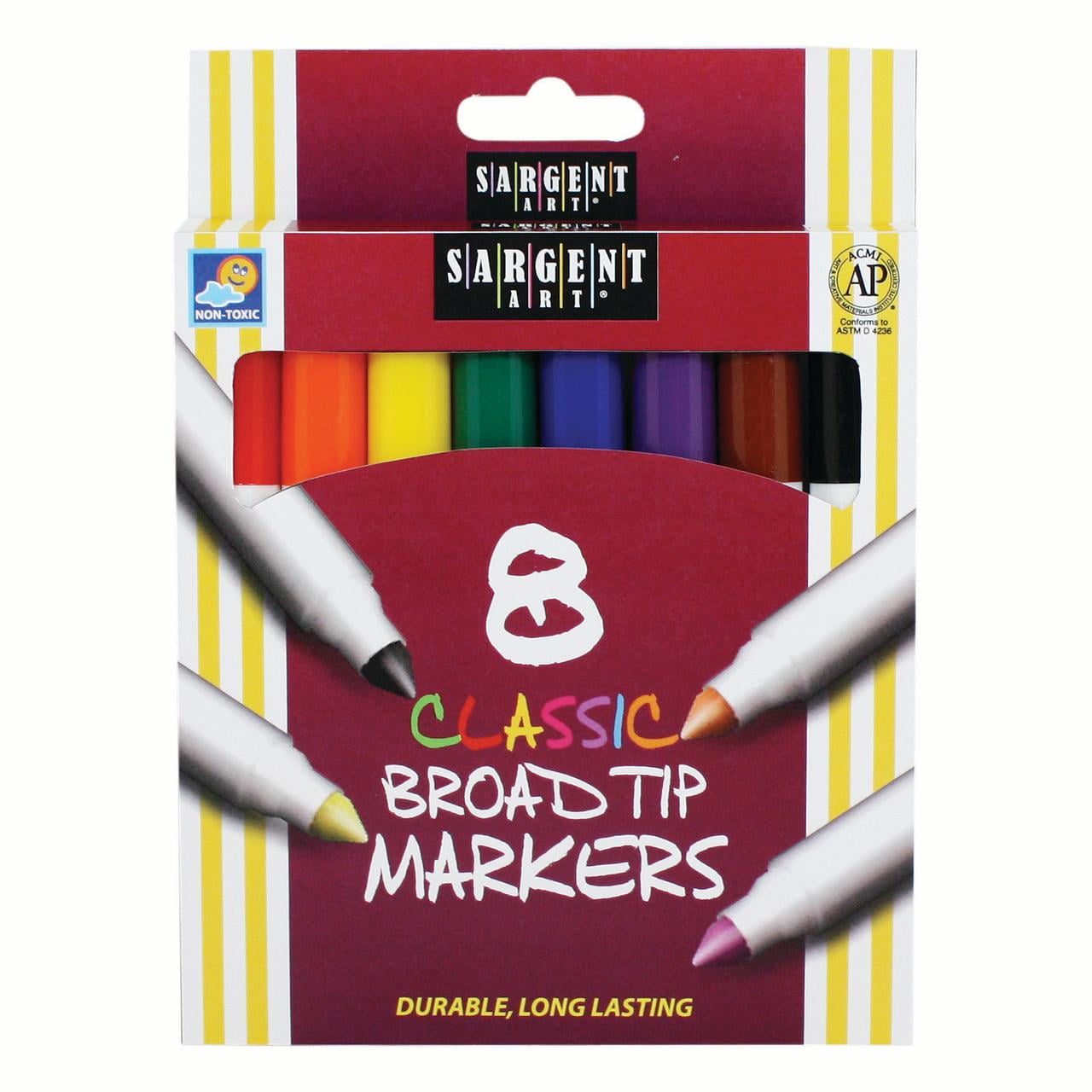 Sargent Art® Classic Markers, Broad Tip, 8 colors per pack, 12 packs