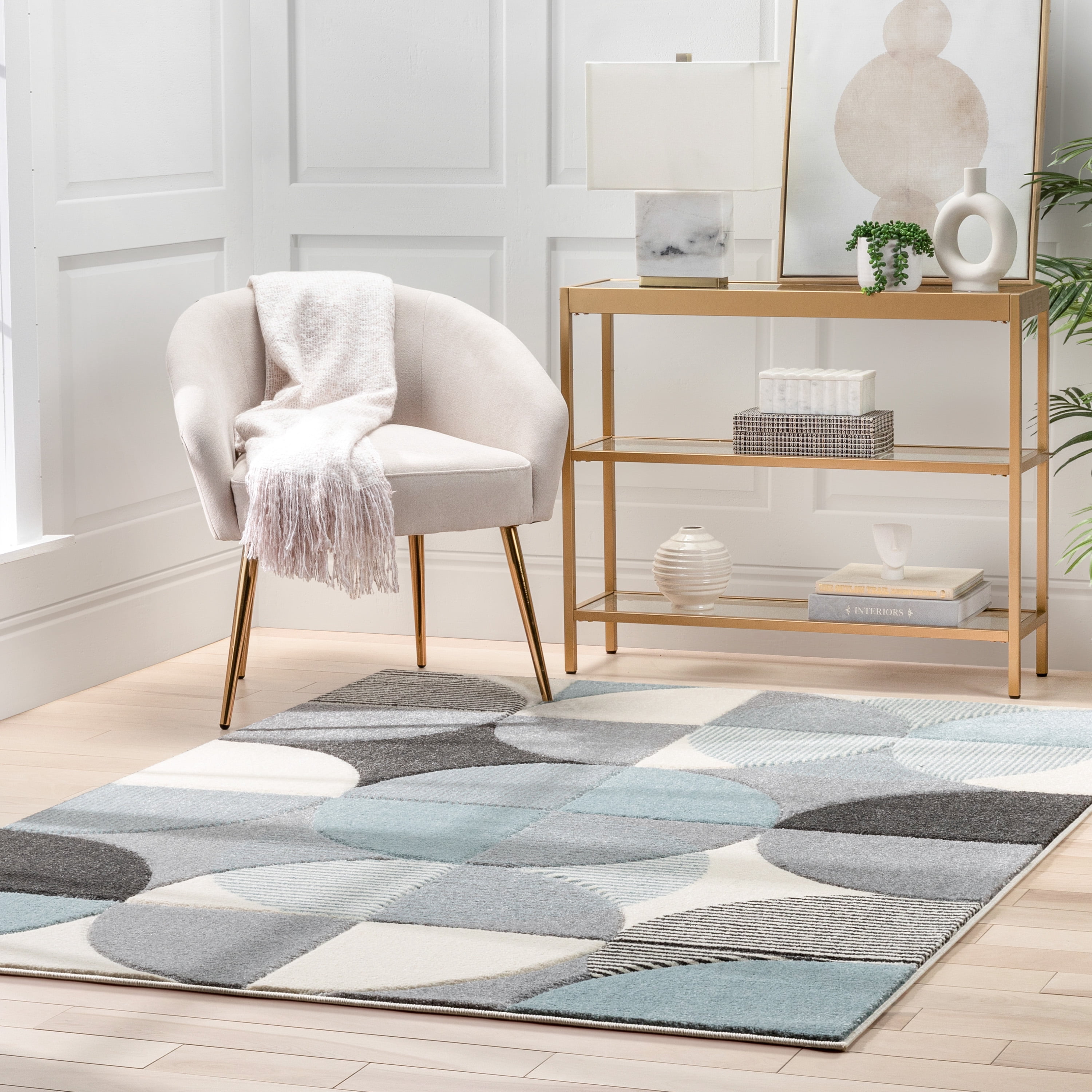 Well Woven Astrid Geometric Area Rug, 3' x 5', Dramatic High-Low Pattern, Easily Matchable Color Palette, Wood Floor Safe Backing