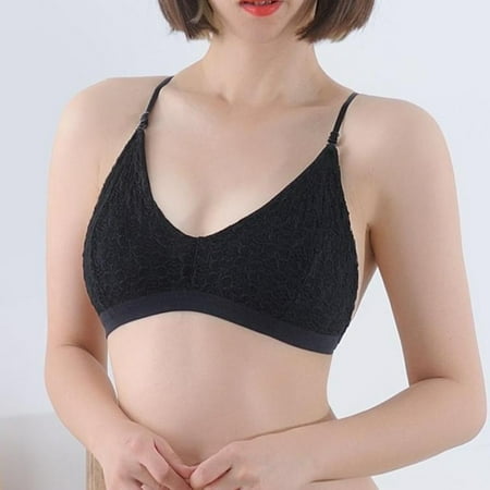 

kpoplk Plus Size Bras Women s Bra Sheer Lace Bra Plunge Unlined Full Coverage See Underwire Bra(Black)