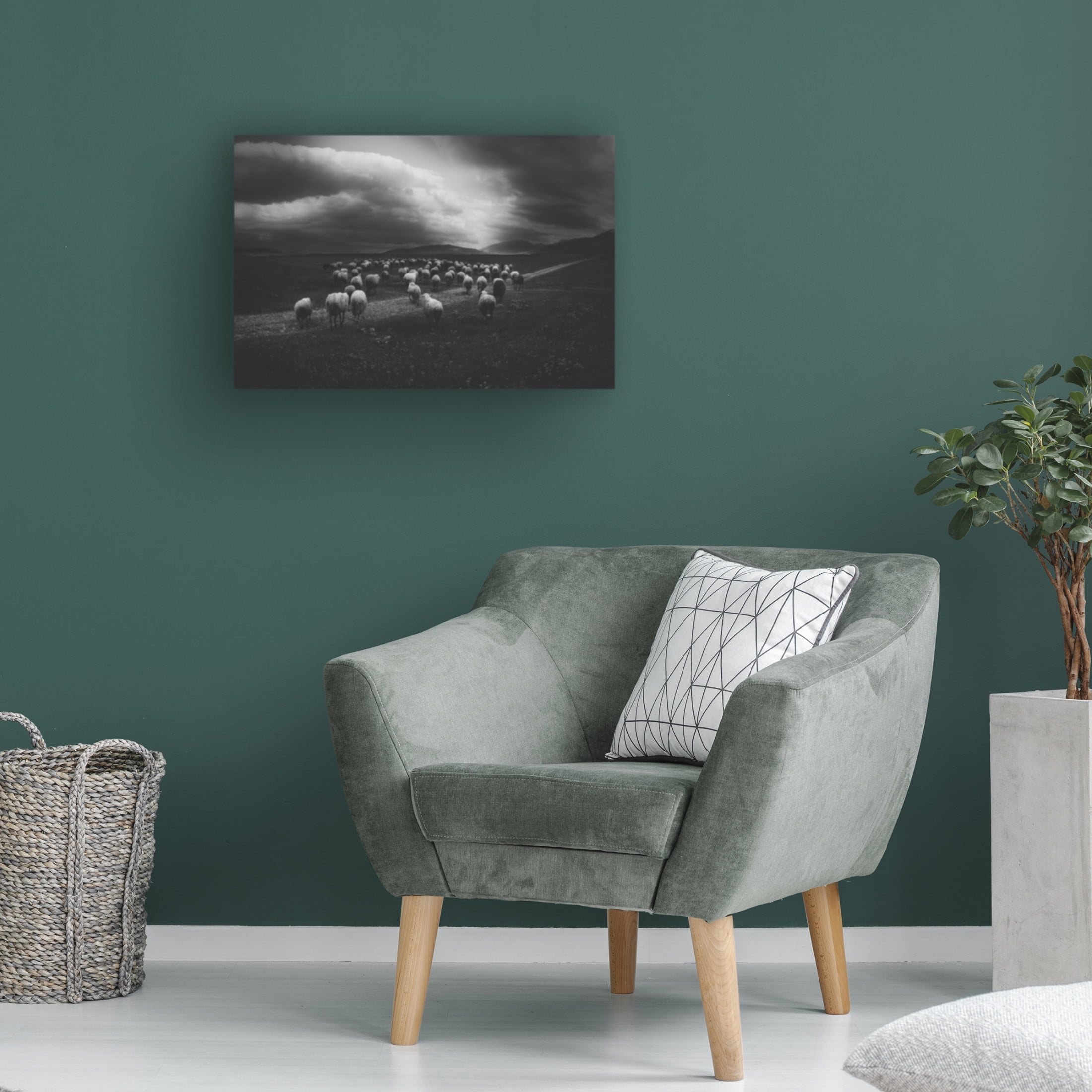 Canvas Wall Art - Todor Tanev 'Sheep Landscape' Wall Art for Living Room, Bedroom, or Office D?cor by Trademark Fine Art - 19 x 12 Inches