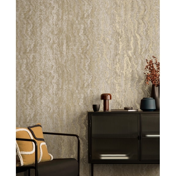 Taupe Marble Striation Print Non Woven Non-Pasted Textured Wallpaper 57 Sq. Ft.