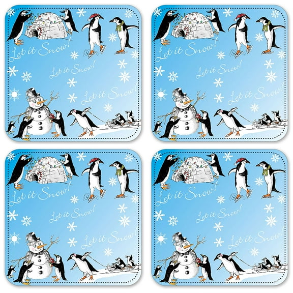 Vinyl Drink Coasters - Set of 4 - Let it Snow