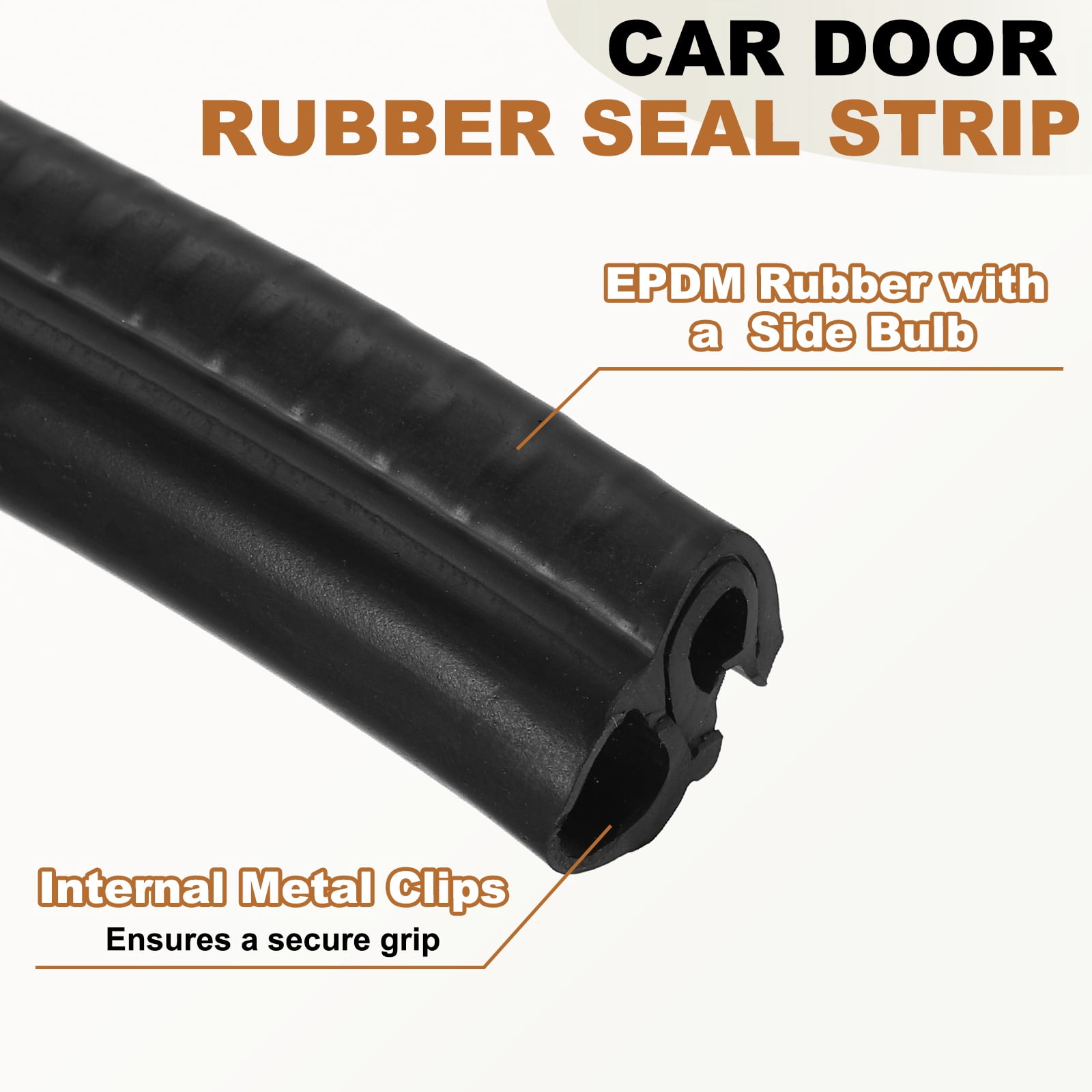 Door Weather Stripping 6.5FT, 14mm W x 11mm H EPDM Car Door Rubber Edge Trim Seal Strip Gasket with Side Bulb Fit 0.5mm to 3mm Edge for Electrical Cabinet Car Boat RV Truck, Black