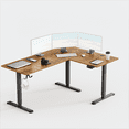 thumbnail image 3 of Furmax L-shaped Standing 63" W Electric Height Adjustable Computer Desk Sit-Stand Corner Desk for Home Office Lifting Range 28~46in with Memory Preset Controller, Brown, 3 of 7