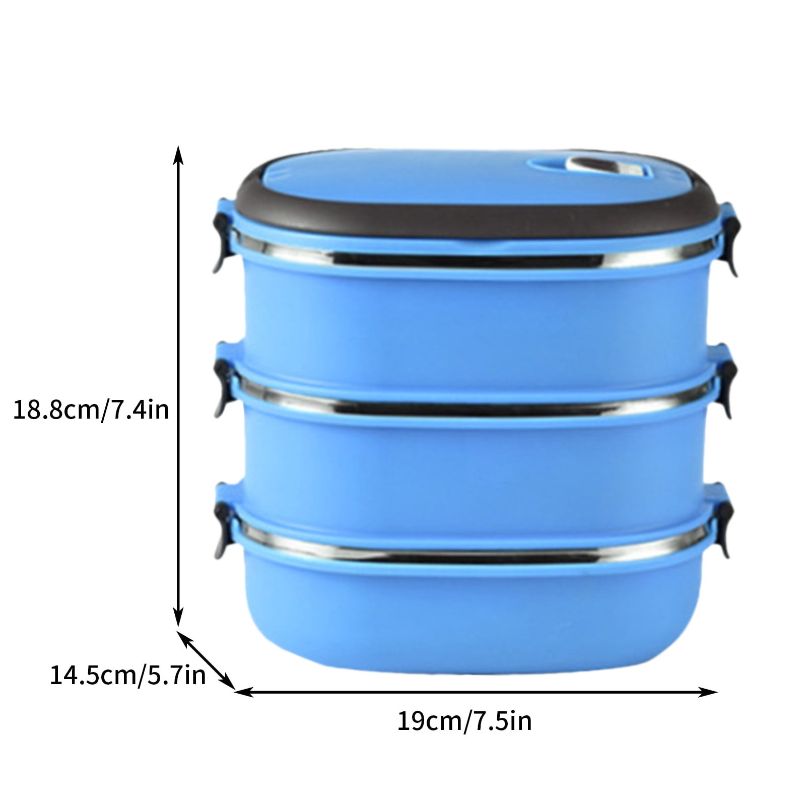 Zzbeans Insulated Lunch Box, Rectangular Microwaveable Food Container, Leakproof Student Lunch Box with Removable Partition for Office Portable Meal Storage, Light Blue