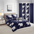 thumbnail image 2 of 9 Pieces Bedspread Bedding Set with Matching Curtains,Queen Size, Navy Blue and White Flower,Coverlet Quilted Bed Throw,Bedcover,Machine Washable,Gift for Wedding and Fastival, 2 of 7
