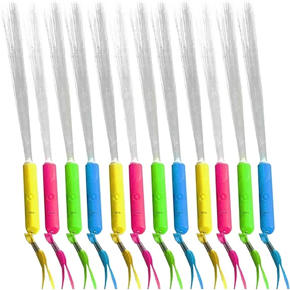 LHWEN 24 Pcs Fiber Glow LED Light Up Wand Bulk 3 Flashing Modes Flashing Sticks Included Batteries Kids Birthday Party Wedding Halloween Christmas Backyard Bedroom Living Room Magical Charm
