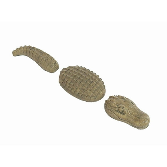 Solid Rock Stoneworks Sm 3 Piece Gator Concrete Statue, 1" Tall, Aged Pine Color