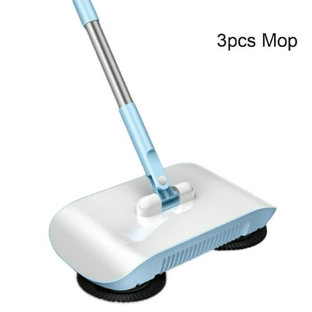 

2 in 1 Hand Push Lazy Cleaning Sweeping Broom Set Home Sweeper with 3pcs Rags New。，