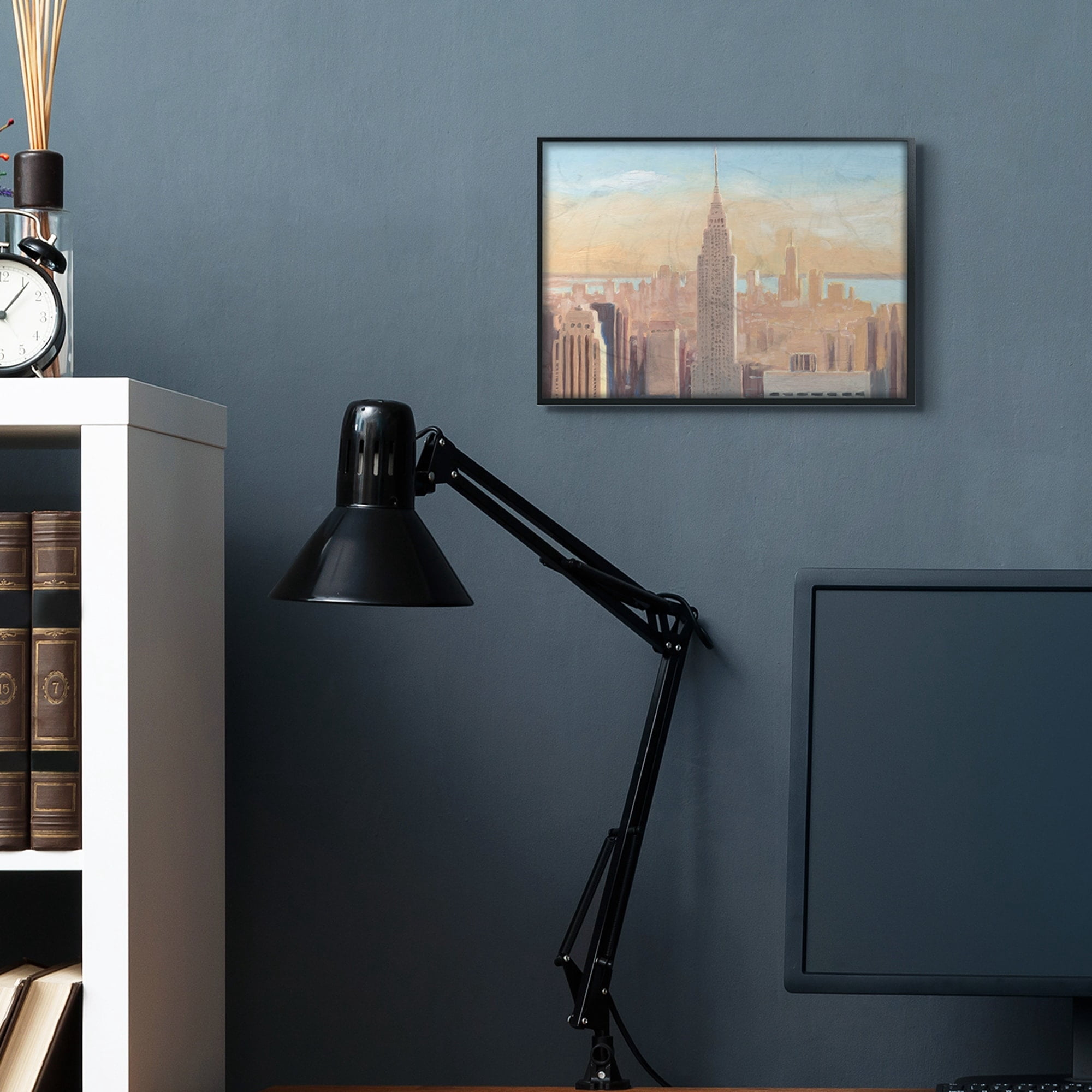 Stupell Industries Manhattan Cityscape at Dawn Urban Architecture Black Framed, 16 x 20, Design by James Wiens