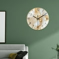 thumbnail image 4 of Reloj de pared moderno con diseño de mármol, redondo, de 12 pulgadas, silencioso, analógico, con pilas. Beige, 4 of 6