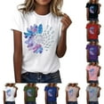 thumbnail image 1 of T Shirts Women Loose Fit Casual Letter Print Short Sleeve Crew Neck T Shirt Leisure Tops Tee Shirt Femme Dark Green XXXL, 1 of 5