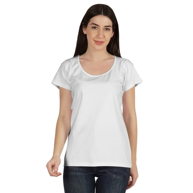 Inkmeso T-Shirt Basique Col Rond Manches Courtes en Coton Uni pour Femmes