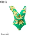 thumbnail image 2 of Traje de baño sexy de una pieza Traje de baño con volantes vintage Trajes de baño de 2 piezas para mujer Baño con cuello en V - Verde, 2 of 7