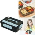 thumbnail image 1 of Nomeni Tableware Adult And Children's Lunch Boxes With Cutlery Chopsticks And Spoon 2000 Ml Capacity 4 Compartments Microwaveable Lunch Boxes, 1 of 5