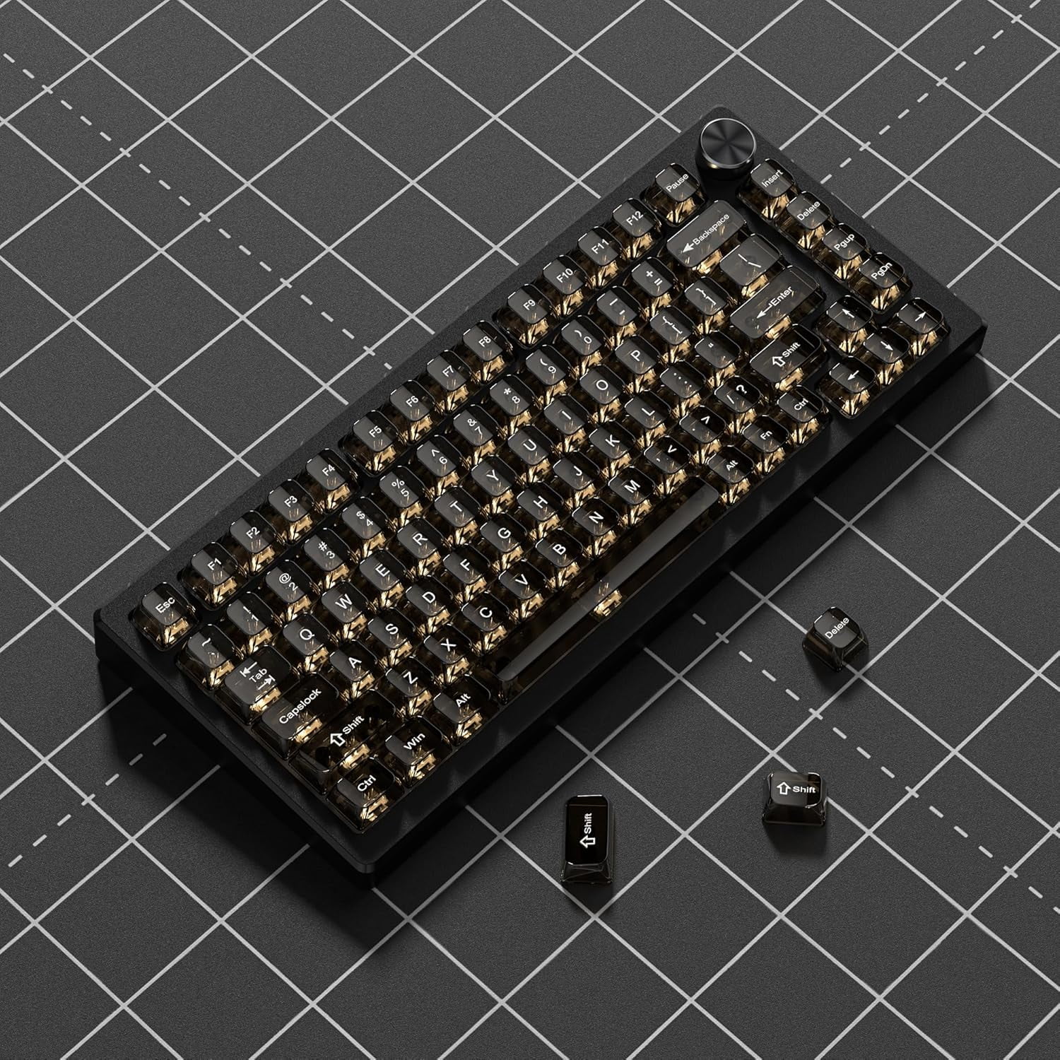 Black Clear keycaps for Mechanical Keyboard,Transparent MDA keycaps 60 75 100 Percent,Ceramic Jelly Key caps Set,Shine Through Key caps for Mx Switches Mechanical Keyboard(115key)