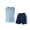 Blue-01, variant on Lopeceal Girls Sport Outfit Sets Dry Fit Printed Crew Neck Tank Top with Pockets Athletic Shorts Kids Teens Workout Gym 4-13Y