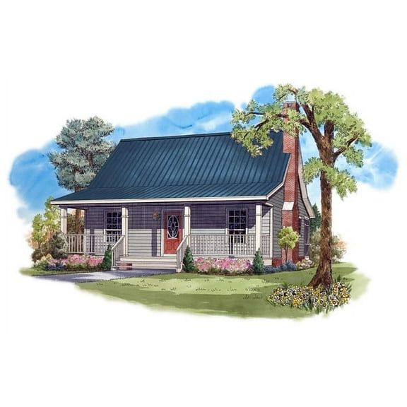 House Plan Gallery - HPG-950 - 950 sq ft - 2 Bedroom - 1 Bath Small House Plans - Single Story Printed Blueprints - Simple to Build (5 Printed Sets)