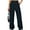 Navy Blue, variant on Chiclily Women Wide Leg Pants Loose High Waist Trousers Dark Gray L Baggy Pants with Pockets Casual Comfy Streetwear Punk Trousers for Women