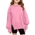 thumbnail image 2 of Oversized Sweatshirts for Teen Girls Crewneck Long Sleeve Solid Color Pullover Tops Kids Fall Winter Warm Cute Trendy Clothes, 2 of 6