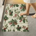 thumbnail image 4 of 2 Piece Bath Mat Set with U-Shaped Toilet Mat and Rectangle Bath Rugs Non Slip Machine Washable Bathroom Mats Pine Boughs and Holly Pattern, 4 of 7