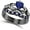 Black, variant on 14K Rose Gold-Plated Crown Design Claddagh Bridal Set 1 CT Heart-Cut Blue Sapphire Engagement Ring with Curved Wedding Band 925 Sterling Silver Anniversary Gift For Women