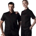 thumbnail image 2 of Cocina Chef Abrigos de manga corta de doble pecho Ropa de trabajo Cocina Chefs Use Cook Works Ropa para restaurante Hotel Uso Negro XXL seitruly HA011666-04, 2 of 7