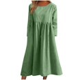 thumbnail image 2 of JUNWELL Robes pour les Femmes Robe à Manches Longues Col Rond de Couleur Unie avec une Poche jusqu'à 65% de Réduction, 2 of 6