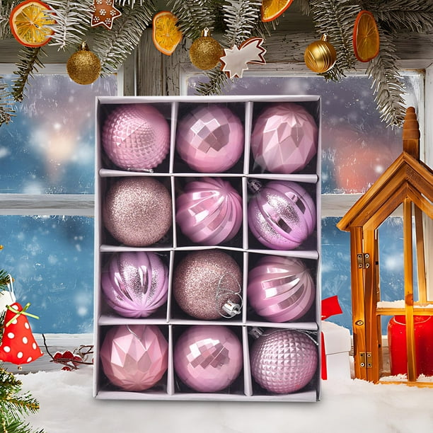 mfyjkho Juego de 12 adornos navideños irrompibles de 6 cm, multicolor, para decorar el árbol y exhibir en fiestas.