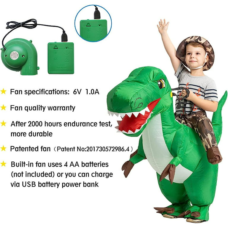 GOOSH 48 inch Inflatable Dinosaur Costume for Kids, Kids Halloween Costume  for Boys Girls, Funny Blow Up Costumes for Halloween Party Cosplay