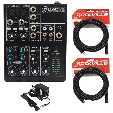 New Mackie 402VLZ4 4-channel Compact Analog Low-Noise Mixer + (2) XLR