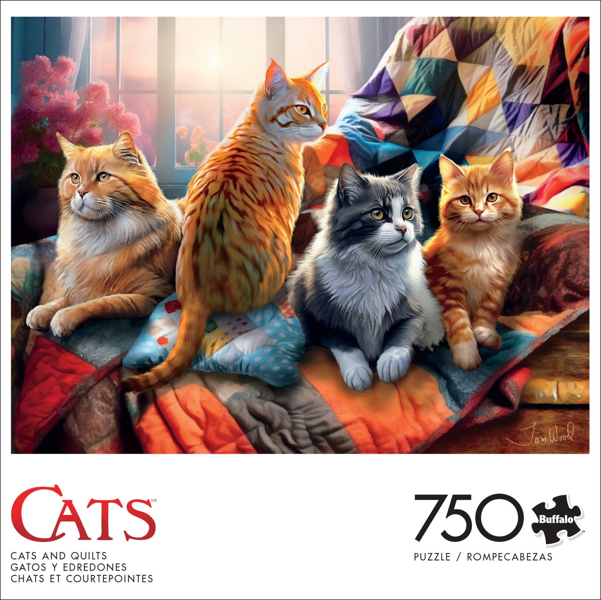 Buffalo Games 750-Piece Cats and Quilts Interlocking Jigsaw Puzzle for Adults Ages 14+