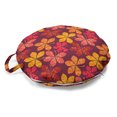 thumbnail image 1 of Autumn Round Floor Cushion with Handle, Warm Tones Repeating Leaves Design Colorful Blooming Fall Flora, Pillow for Living Room & Dorms, 18" Round, Purple Dark Coral and Yellow, by Ambesonne, 1 of 4