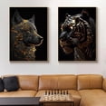 thumbnail image 3 of Pintura en lienzo de animales dorados y negros abstractos, búho, Tigre, León, Lobo, águila, cebra, Toro, carteles, imágenes artísticas de pared para habitación, decoración del hogar, 3 of 4