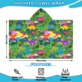 thumbnail image 2 of Colorful Dinosaurs Jungle Flowers Pattern Hooded Bath Towel，60"x35" for Ages 3 To 12 Kids, Quick Dry Lightweight Soft Microfiber Hood Beach Towel Cover Up for Kids, 2 of 7