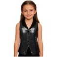 thumbnail image 3 of iiniim Girls Sequin Vest V Neck Sleeveless Waistcoat Sparkly Festive Party Formal Dance Tank Top Black 16, 3 of 7